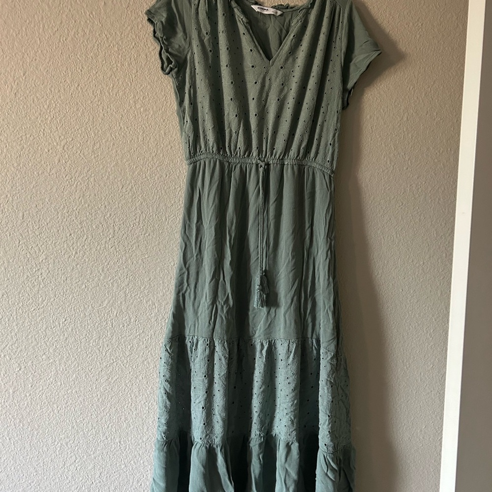 Sonoma Green Flutter Sleeve V-Neck Sundress